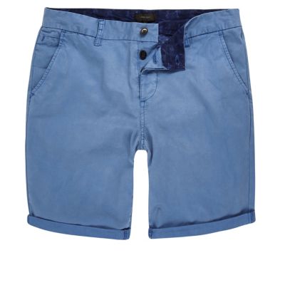 Blue slim fit chino shorts